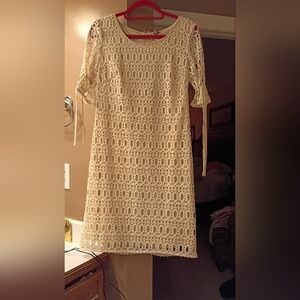 Chic Cream Lace Long Sleeve Dress